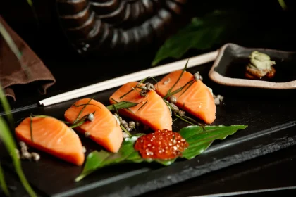 sushi order topped with salmon nyt